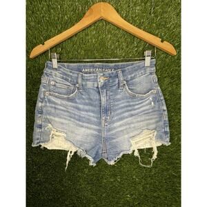 American Eagle High-Rise Shortie Distressed Denim Jean Shorts Women's Size 6
